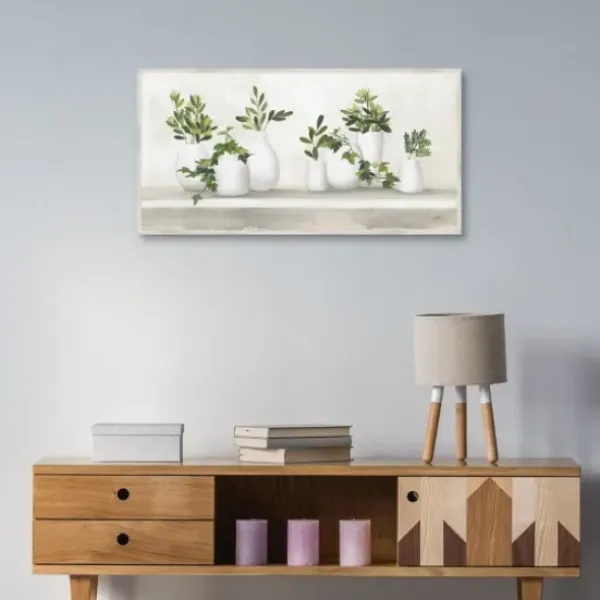 Framed Art-Kirkland's Home Plant Shelf Life Framed Canvas Art Print White/Ivory/Green