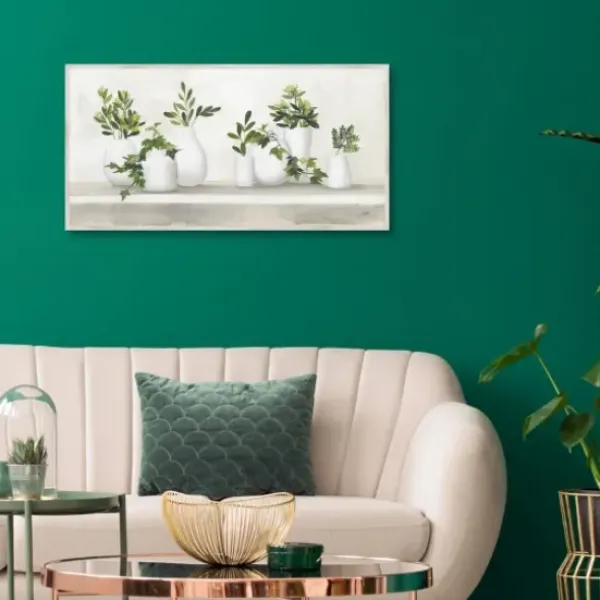 Framed Art-Kirkland's Home Plant Shelf Life Framed Canvas Art Print White/Ivory/Green
