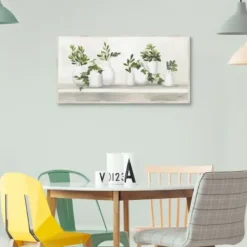 Framed Art-Kirkland's Home Plant Shelf Life Framed Canvas Art Print White/Ivory/Green
