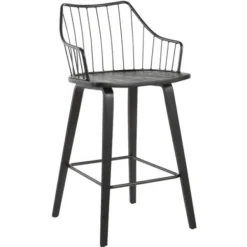 Bar Stools & Counter Height Stools-Kirkland's Home Poplar Wood Swivel Counter Stool Black