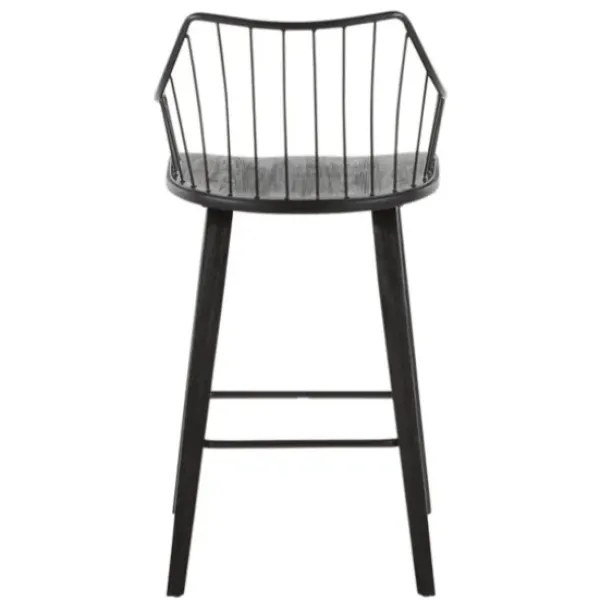 Bar Stools & Counter Height Stools-Kirkland's Home Poplar Wood Swivel Counter Stool Black