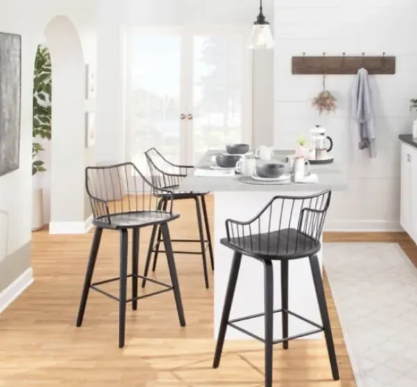 Bar Stools & Counter Height Stools-Kirkland's Home Poplar Wood Swivel Counter Stool Black