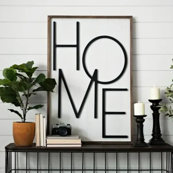Wall Quotes & Signs-Kirkland's Home Popped Letter Home Plaque Black/White/Brown