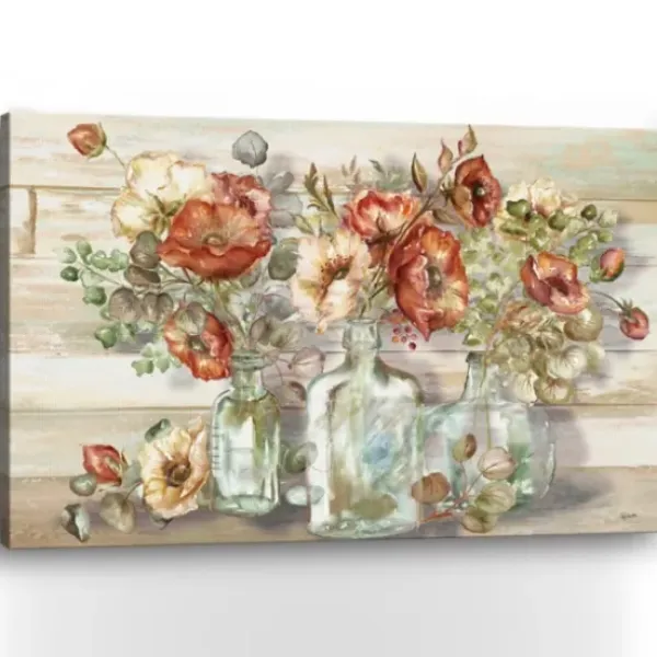 Canvas Art-Kirkland's Home Poppies And Eucalyptus Canvas Art Print, 60X40 In. Tan