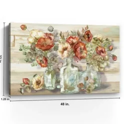 Canvas Art-Kirkland's Home Poppies And Eucalyptus Canvas Art Print, 48X32 In. Multi