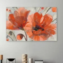 Canvas Art-Kirkland's Home Popping Poppies Canvas Art Print, 48X32 In. Orange/White