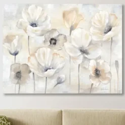 Canvas Art-Kirkland's Home Poppy Garden Landscape Giclee Canvas Art Print White/Tan
