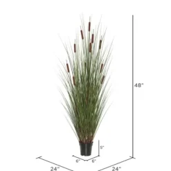 Trees & Topiaries-Kirkland's Home Potted Brown Cats Tails Grass, 48 In.