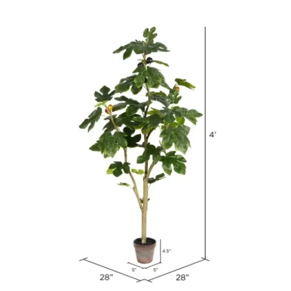 Trees & Topiaries-Kirkland's Home Potted Fig Fruit Tree, 4 Ft.