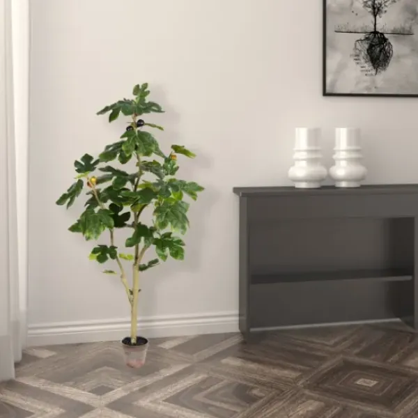 Trees & Topiaries-Kirkland's Home Potted Fig Fruit Tree, 4 Ft.