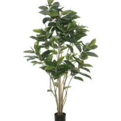 Trees & Topiaries-Kirkland's Home Potted Green Rubber Tree, 5 Ft.