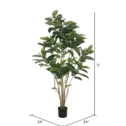 Trees & Topiaries-Kirkland's Home Potted Green Rubber Tree, 5 Ft.