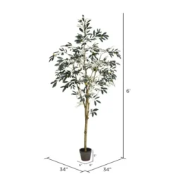 Trees & Topiaries-Kirkland's Home Potted Olive Branch Tree, 6 Ft.