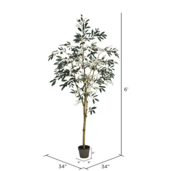 Trees & Topiaries-Kirkland's Home Potted Olive Branch Tree, 6 Ft.