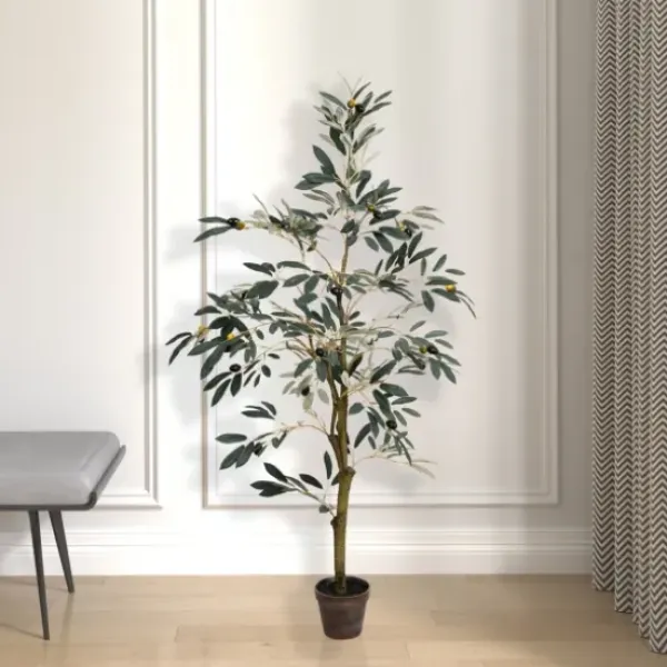 Trees & Topiaries-Kirkland's Home Potted Olive Tree, 4 Ft.