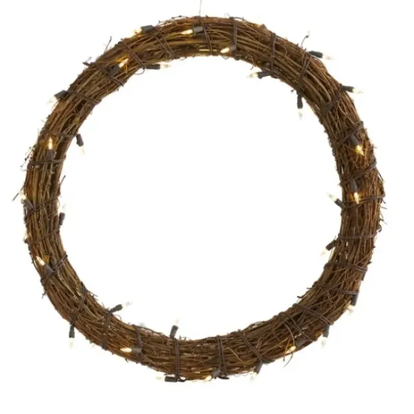 Wreaths-Kirkland's Home Pre-Lit Light Woven Vine Wreath Brown