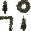 Arrangements & Greenery-Kirkland's Home Pre-Lit 4-Pc. Outdoor Christmas Greenery Set Green/Red