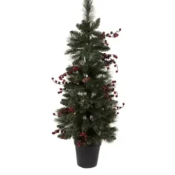 Arrangements & Greenery-Kirkland's Home Pre-Lit 4-Pc. Outdoor Christmas Greenery Set Green/Red