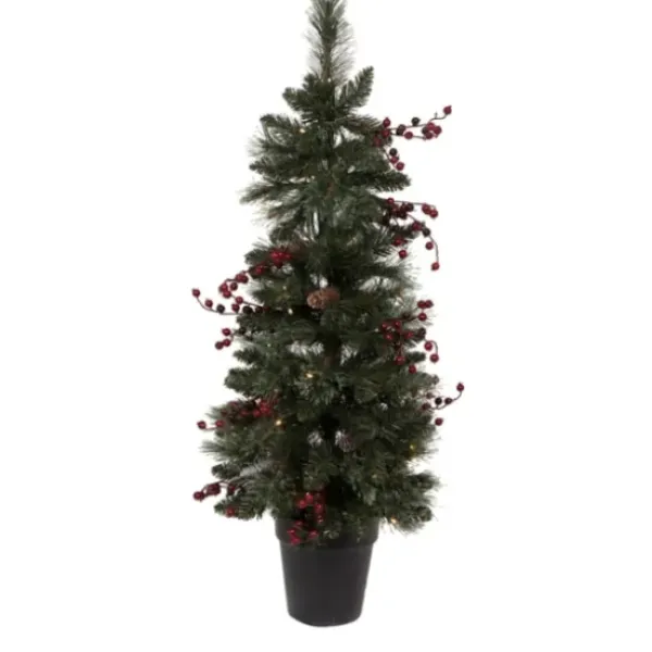 Arrangements & Greenery-Kirkland's Home Pre-Lit 4-Pc. Outdoor Christmas Greenery Set Green/Red