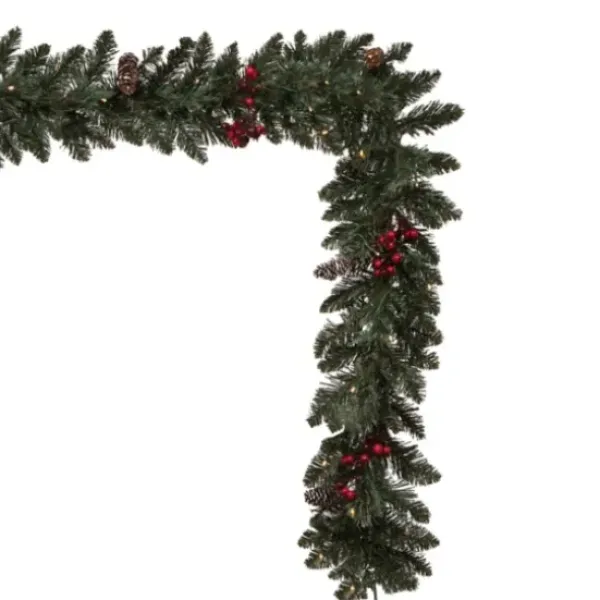 Arrangements & Greenery-Kirkland's Home Pre-Lit 4-Pc. Outdoor Christmas Greenery Set Green/Red