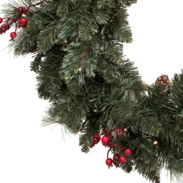 Arrangements & Greenery-Kirkland's Home Pre-Lit 4-Pc. Outdoor Christmas Greenery Set Green/Red