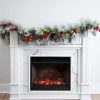 Arrangements & Greenery-Kirkland's Home Pre-Lit Pine Cone And Berry Flocked Garland Red/Green