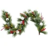 Arrangements & Greenery-Kirkland's Home Pre-Lit Pine Leaves & Pinecones Christmas Garland White/Green