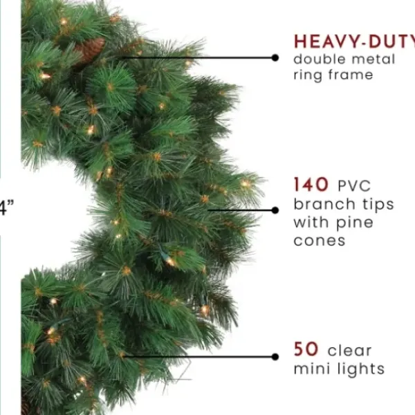 Wreaths-Kirkland's Home Pre-Lit Royal Oregon Pine Wreath Green