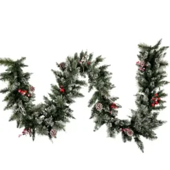 Arrangements & Greenery-Kirkland's Home Pre-Lit Snow Tipped Berry And Pinecone Garland Green/White