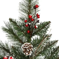 Arrangements & Greenery-Kirkland's Home Pre-Lit Snow Tipped Berry And Pinecone Garland Green/White