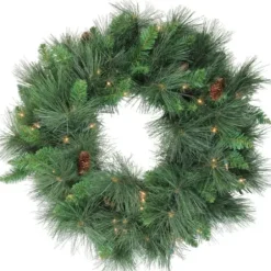 Wreaths-Kirkland's Home Pre-Lit White Valley Pine Wreath Green