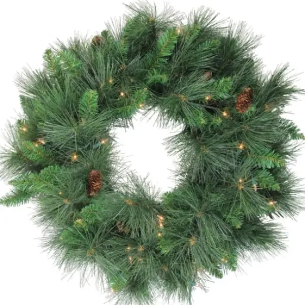 Wreaths-Kirkland's Home Pre-Lit White Valley Pine Wreath Green