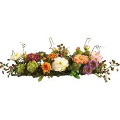 Arrangements & Greenery-Kirkland's Home Pretty Peony Garden Mix Arrangement Pink/Green/Orange/Purple