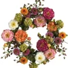 Wreaths-Kirkland's Home Pretty Peony Garden Mix Wreath Pink/Green/Orange/Purple