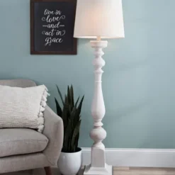 Floor Lamps-Kirkland's Home Prussia White Floor Lamp Ivory