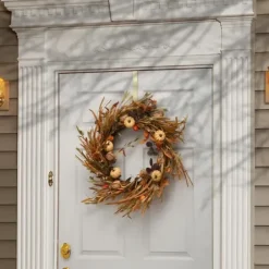 Wreaths-Kirkland's Home Pumpkin Seedpod Stalks Harvest Wreath Multi