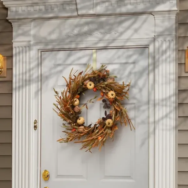 Wreaths-Kirkland's Home Pumpkin Seedpod Stalks Harvest Wreath Multi