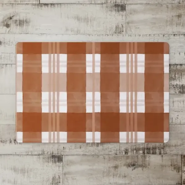 Kitchen & Floor Mats-Kirkland's Home Pumpkins On Plaid Floor Mat Orange/Gray