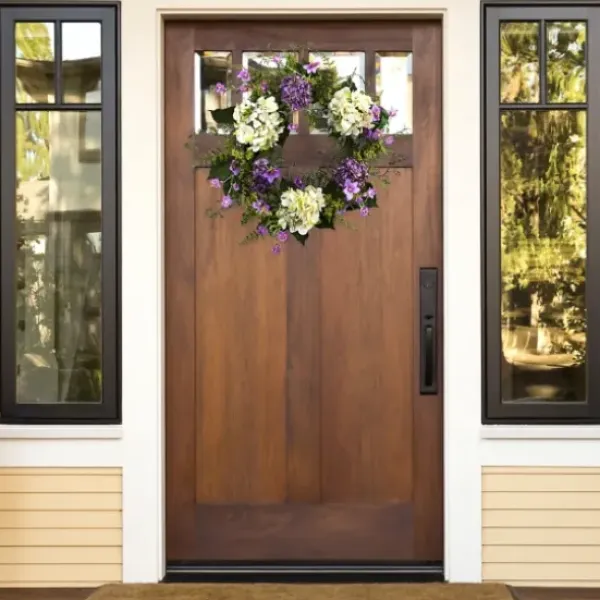 Wreaths-Kirkland's Home Purple And White Hydrangea Wreath Purple/Green/White