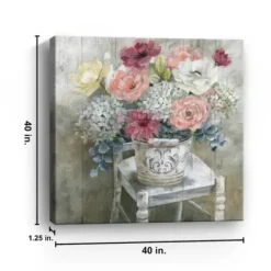 Canvas Art-Kirkland's Home Quaint Bouquet Giclee Canvas Art Print, 40X40 In. White/Pink/Multi
