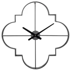 Clocks-Kirkland's Home Quatrefoil Iron Cut-Out Wall Clock Black