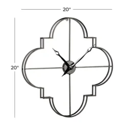Clocks-Kirkland's Home Quatrefoil Iron Cut-Out Wall Clock Black
