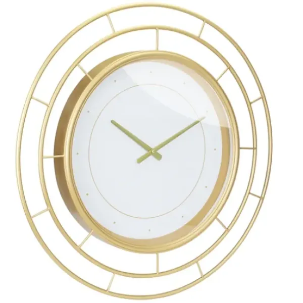 Clocks-Kirkland's Home Radial Wire Metal Wall Clock Gold