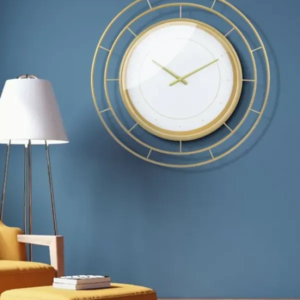 Clocks-Kirkland's Home Radial Wire Metal Wall Clock Gold