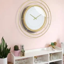 Clocks-Kirkland's Home Radial Wire Metal Wall Clock Gold