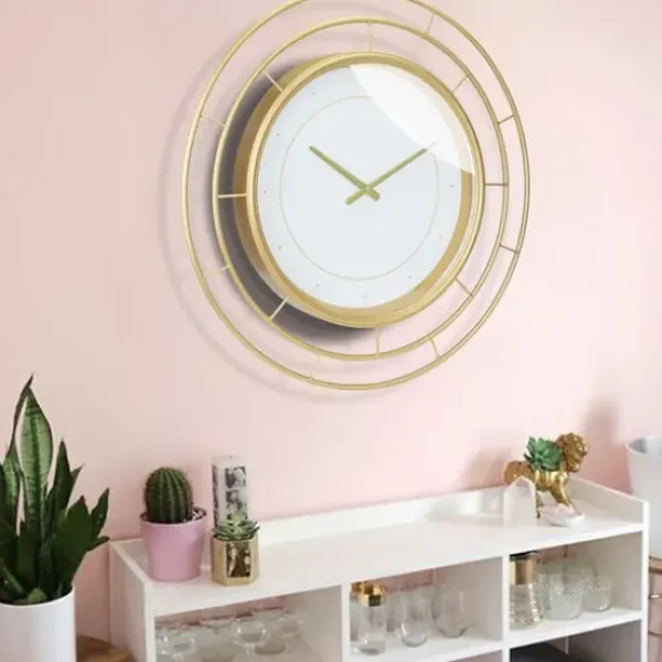 Clocks-Kirkland's Home Radial Wire Metal Wall Clock Gold
