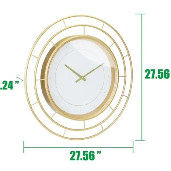 Clocks-Kirkland's Home Radial Wire Metal Wall Clock Gold