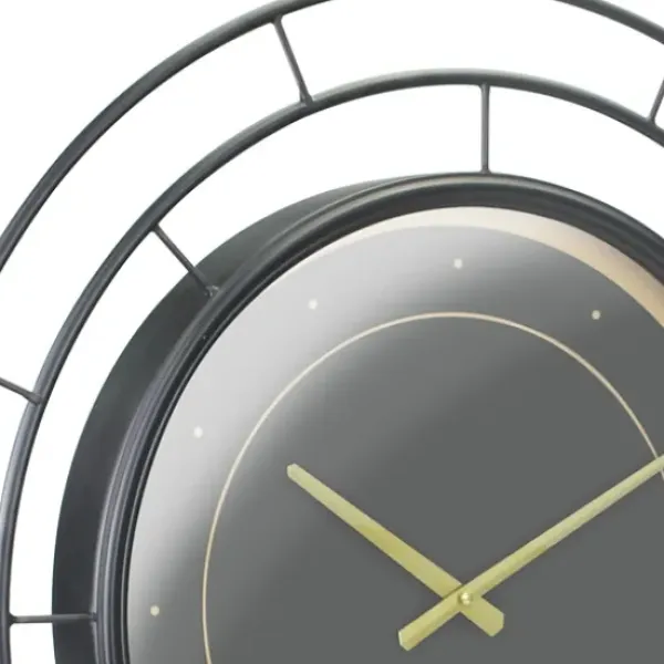 Clocks-Kirkland's Home Radial Wire Metal Wall Clock Black