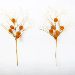 Stems & Bouquets-Kirkland's Home Raffia Pod Stems, Set Of 2 Orange