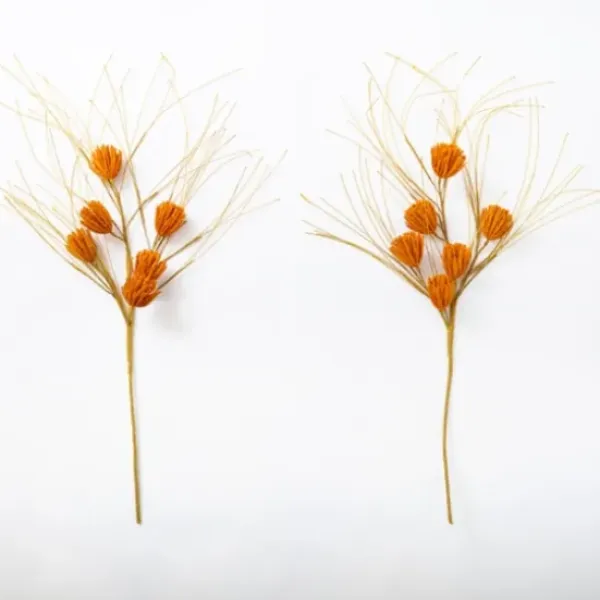 Stems & Bouquets-Kirkland's Home Raffia Pod Stems, Set Of 2 Orange